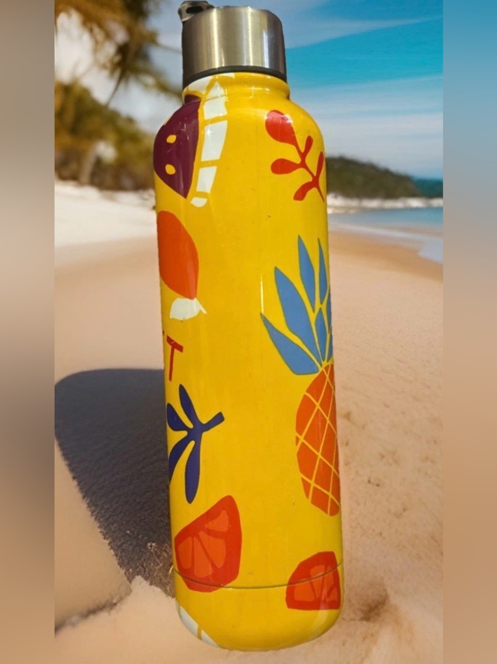 Juicy Yellow Fruit-Print Stainless Water Bottle New 17 oz - Picture 2 of 4